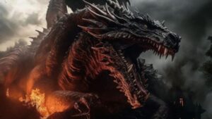 Dragão Furioso em volto de chamas ardentes