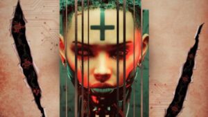 ilustração de transumanismo e tecnologia