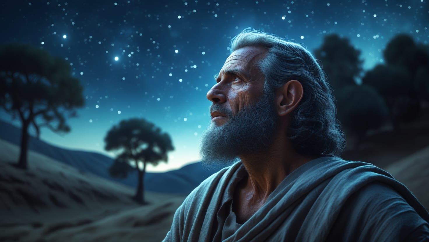 Abraão olhando para os céus estrelados